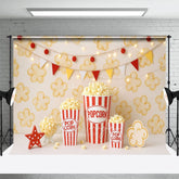 Aperturee - Aperturee Popcorn Wall Flags Light Photo Cake Smash Backdrop